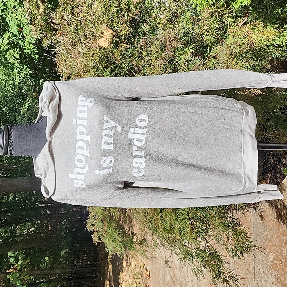 Wildfox Shopping Is My Cardio Gray And White Hoodie Size Small EUC